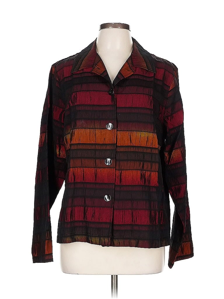 Pre-owned Assorted Brands 3/4 Sleeve Button Down Shirt In Burgundy