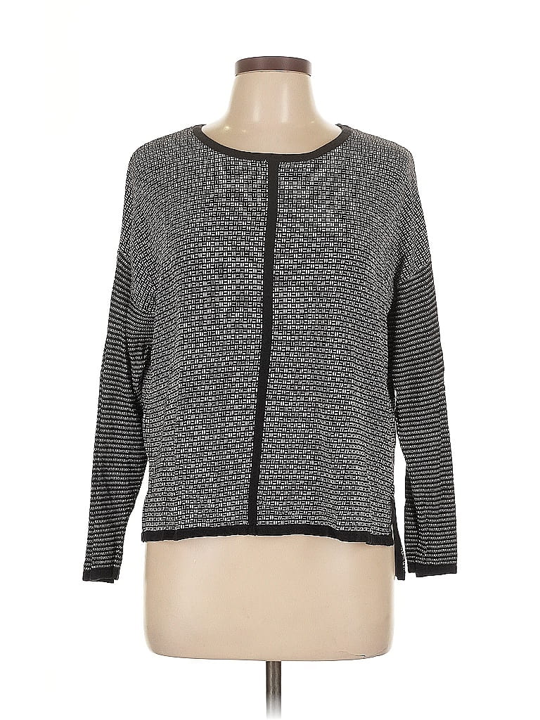 Pre-owned Coldwater Creek Long Sleeve Top Gray Square Neckline Tops