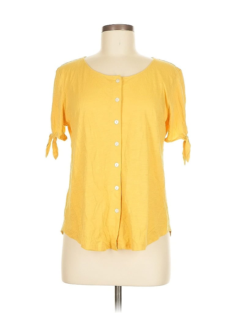 Pre-owned Ann Taylor Loft Outlet Short Sleeve Blouse In Yellow