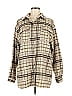 Princess Polly Plaid Tan Ivory Long Sleeve Blouse Size 6 - photo 1