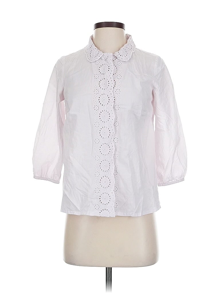 WRAP Pre-owned 3/4 Sleeve Button Down Shirt In White