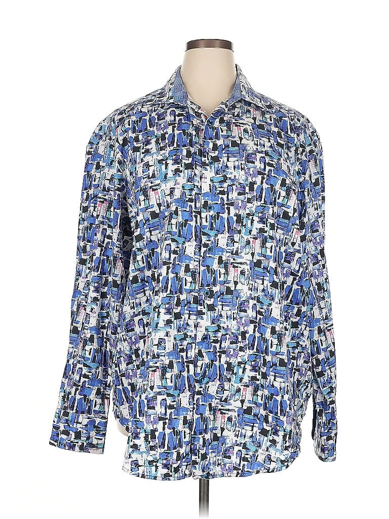 Pre-owned Robert Graham Long Sleeve Button Down Shirt In Blue