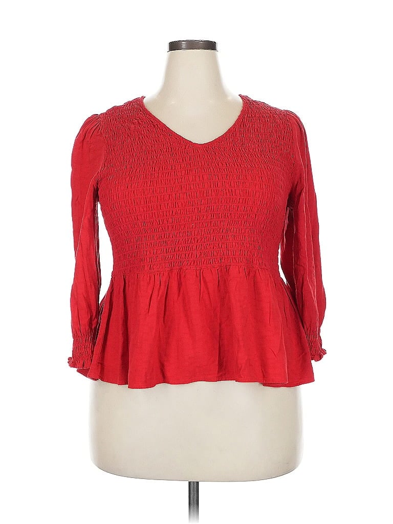 C ESTABLISHED 1946 Pre-owned 3/4 Sleeve Top Red Sweetheart Neckline Tops