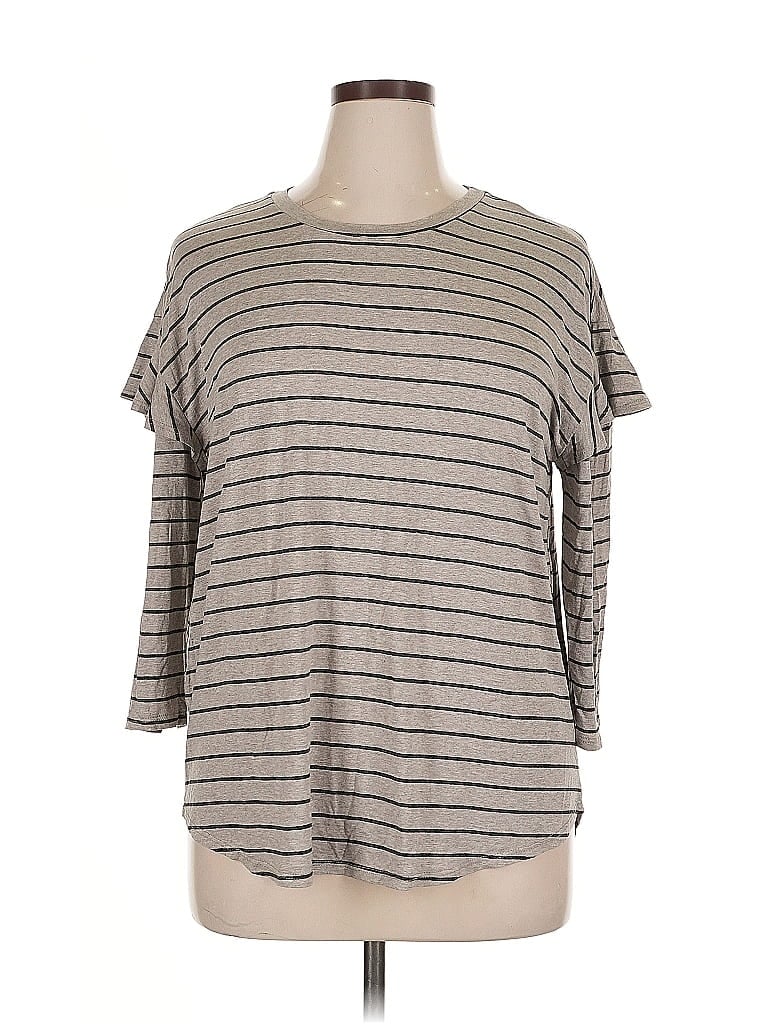 Pre-owned Left Coast By Dolan 3/4 Sleeve T-shirt In Gray