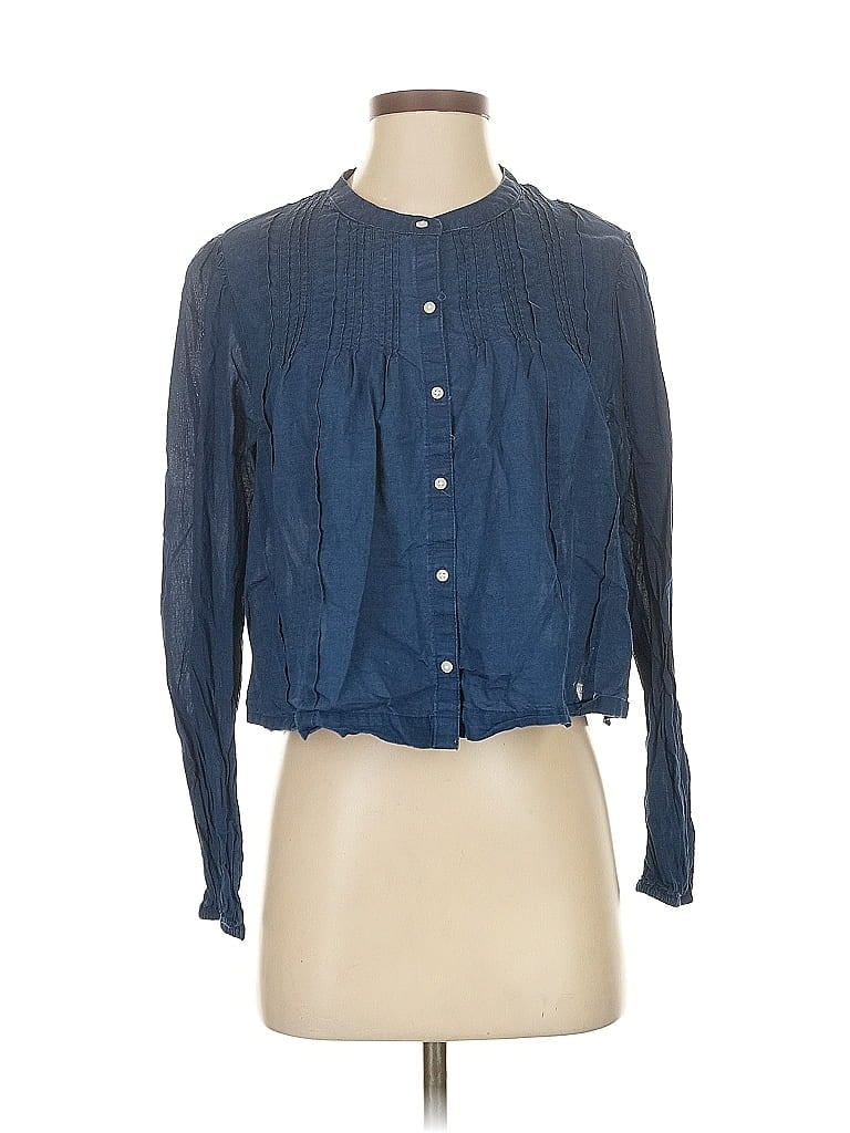 Pre-owned American Eagle Outfitters Long Sleeve Blouse In Blue