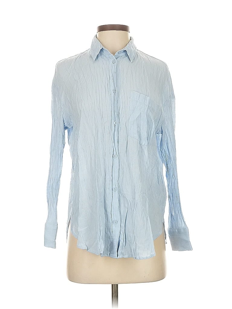 H&M Pre-owned Long Sleeve Button Down Shirt In Blue