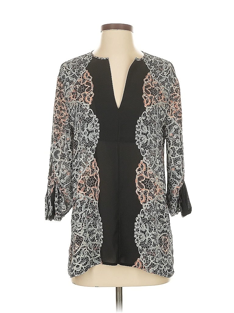 Pre-owned Bcbgmaxazria Short Sleeve Blouse In Gray