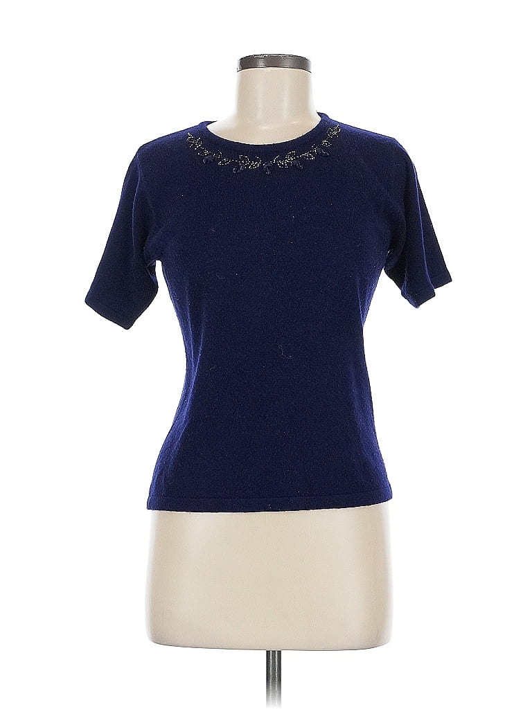 Pre-owned Kathie Lee Short Sleeve Top Blue Crew Neck Tops