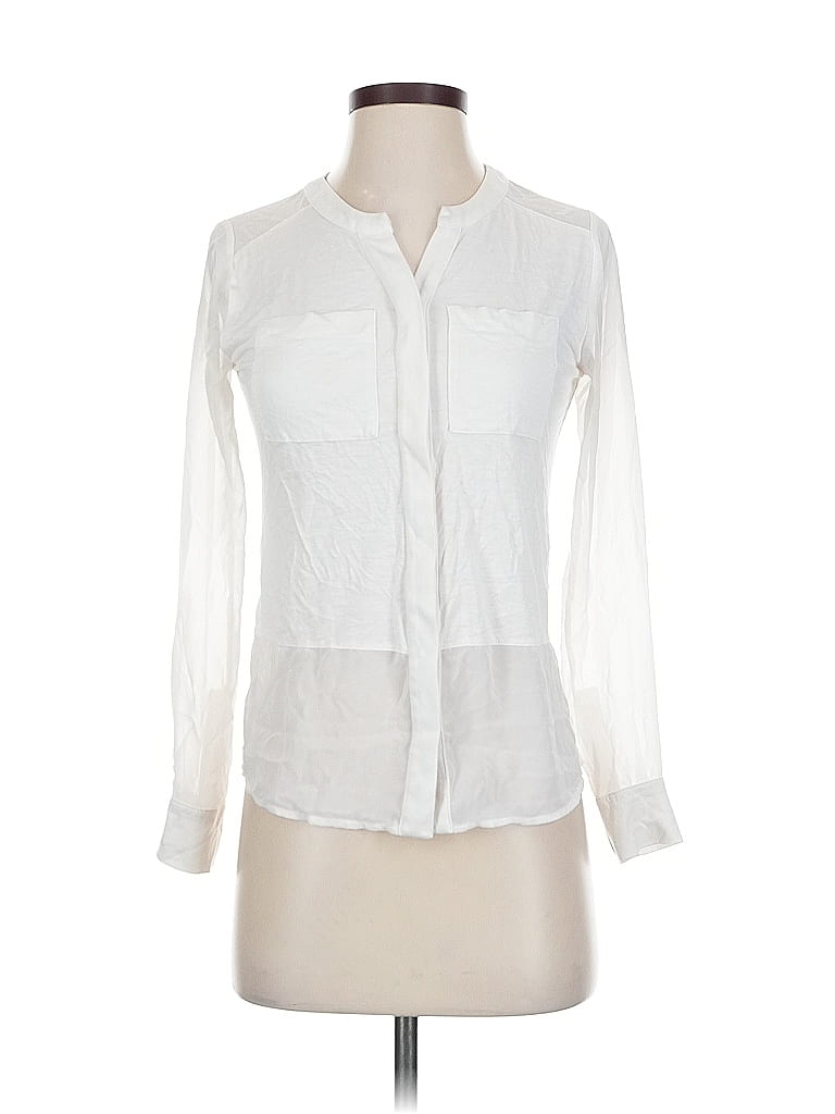 Pre-owned Ann Taylor Long Sleeve Blouse In White