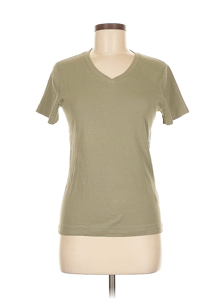 Pre-owned Three Dots Short Sleeve T-shirt In Green