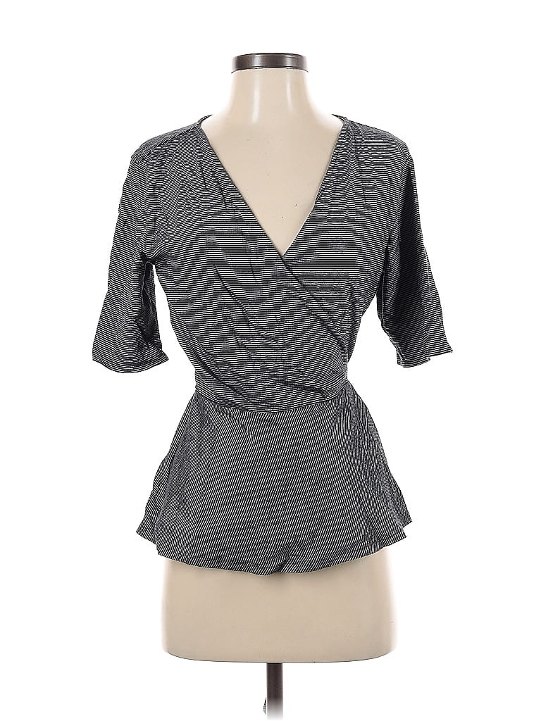 Pre-owned Ann Taylor Loft Short Sleeve Blouse In Gray