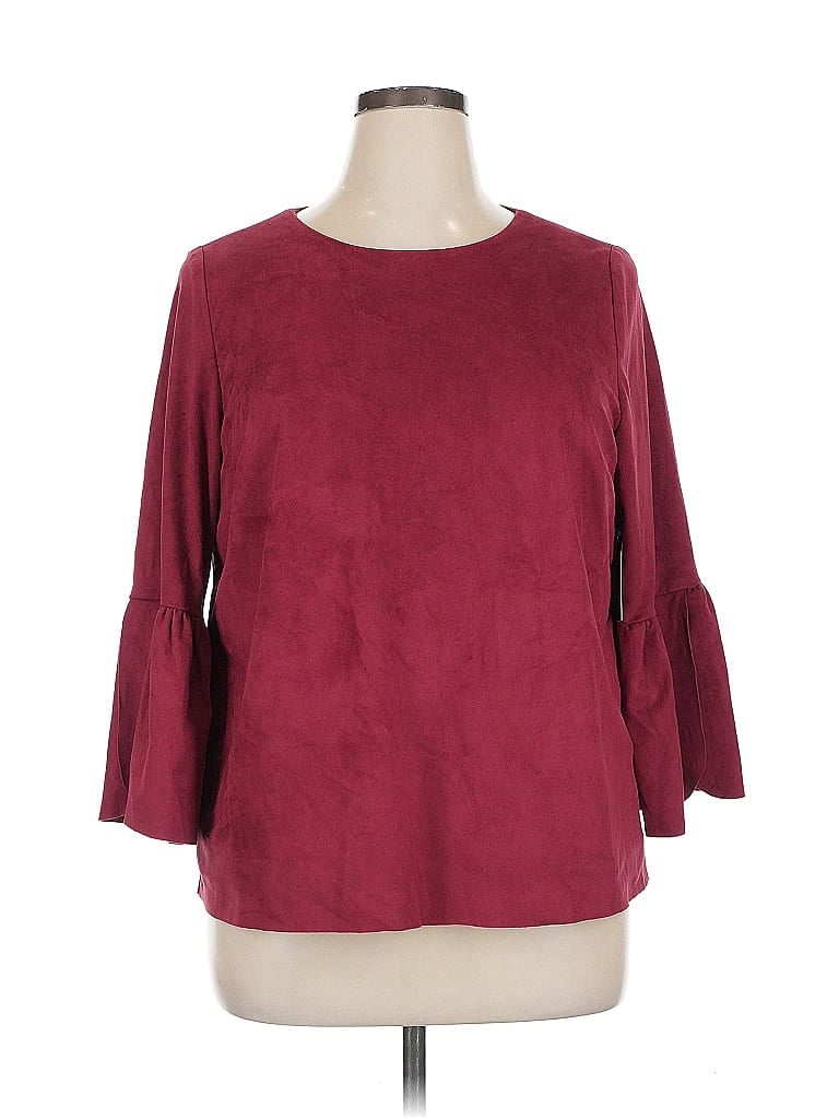 Crown & Ivy 3/4 Sleeve Top Burgundy Boatneck Tops