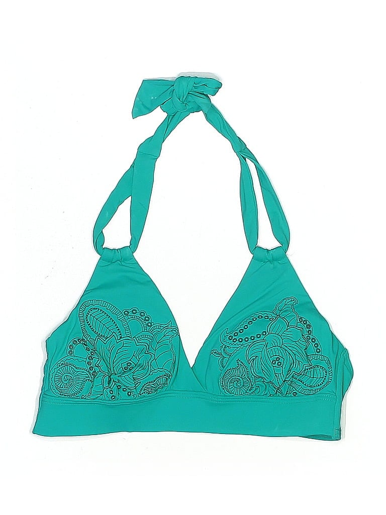 Pre-owned Lands' End Swimsuit Top Teal Swimwear In Blue