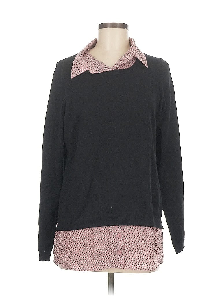 Pre-owned Adrianna Papell Long Sleeve Blouse In Black