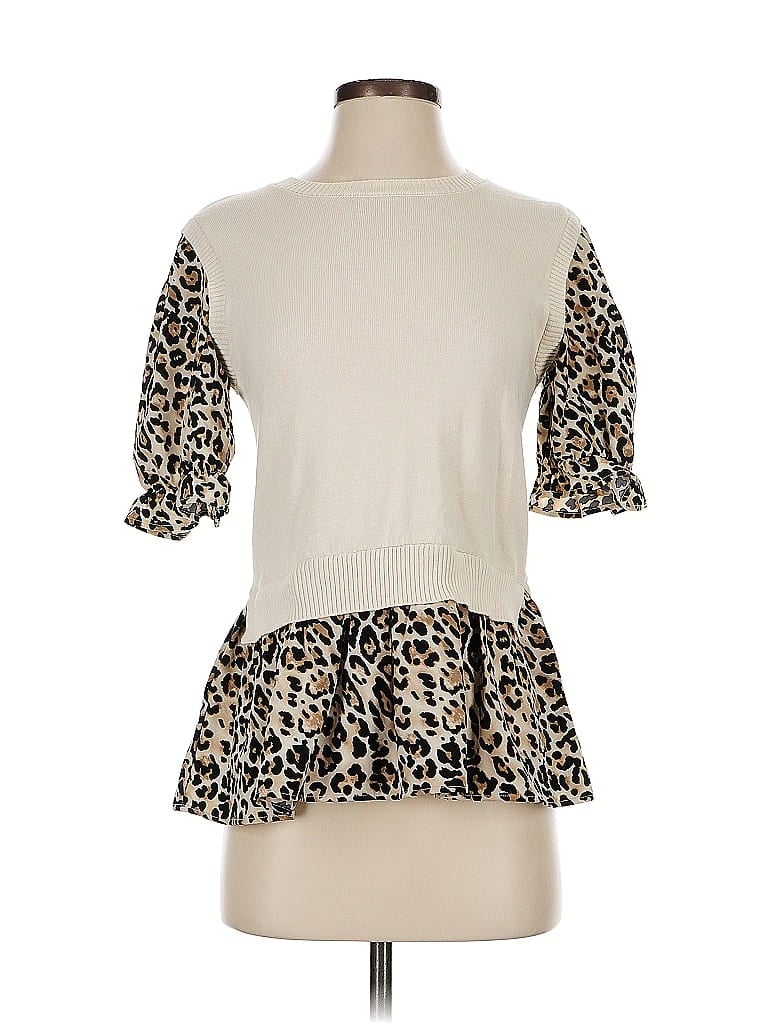 Pre-owned Cato Short Sleeve Top Ivory Sweetheart Neckline Tops In White