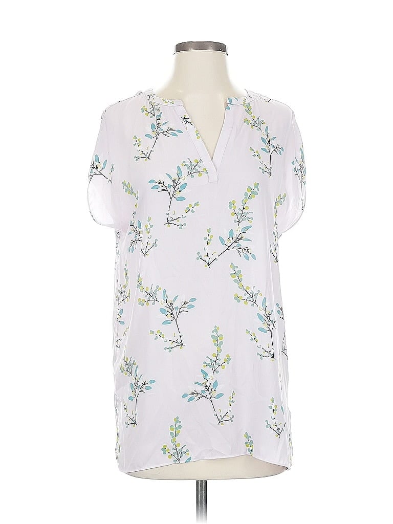 Pre-owned Ann Taylor Loft Short Sleeve Blouse In White