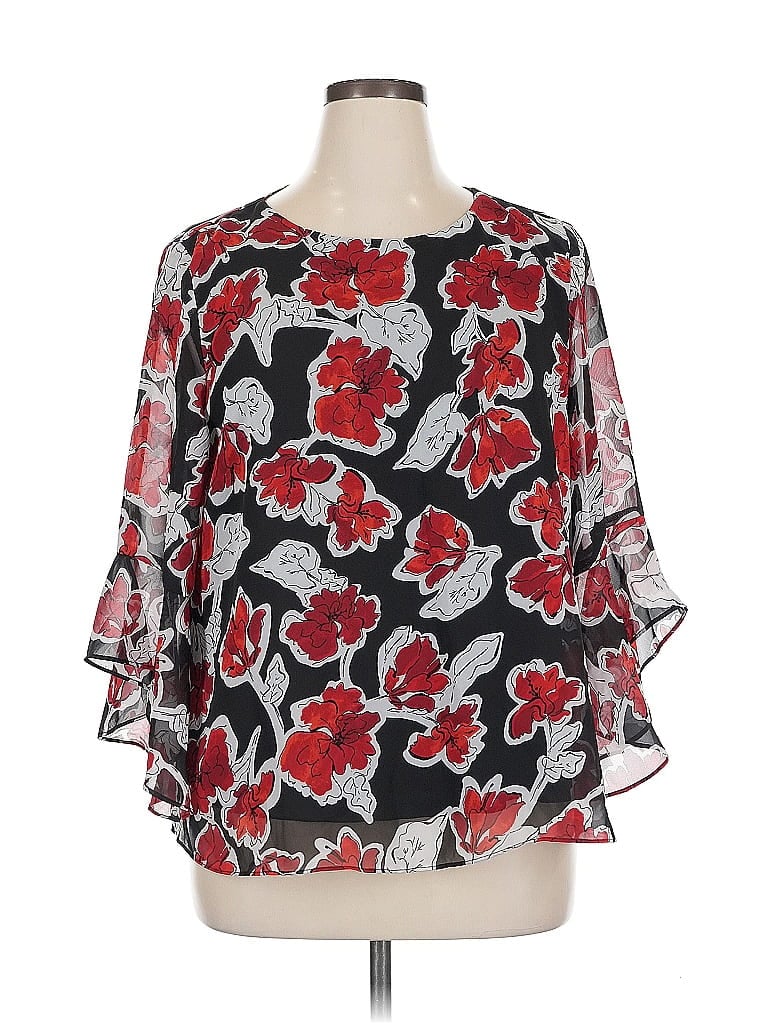 Pre-owned Kasper 3/4 Sleeve Blouse In Black