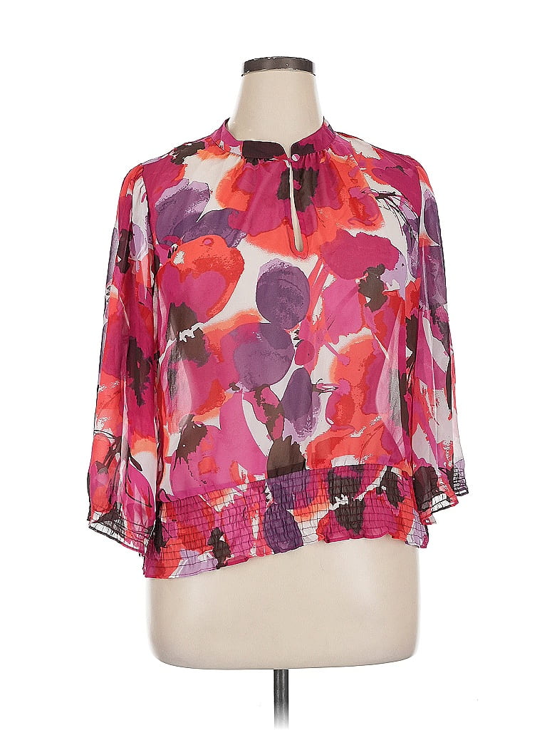 Pre-owned A.n.a. A New Approach 3/4 Sleeve Blouse In Pink