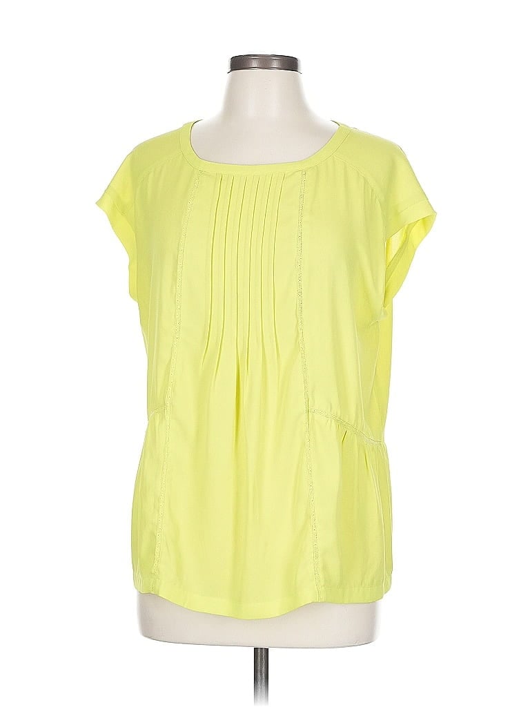 Pre-owned Ann Taylor Loft Short Sleeve Blouse In Yellow