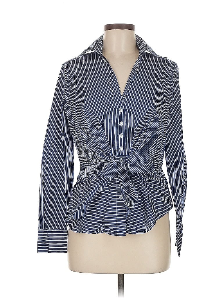 Pre-owned J. Peterman 3/4 Sleeve Blouse In Blue