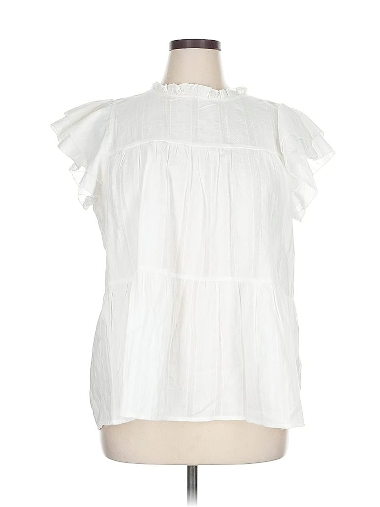 Pre-owned Chic Soul (chicsoul.com) Short Sleeve Blouse In White