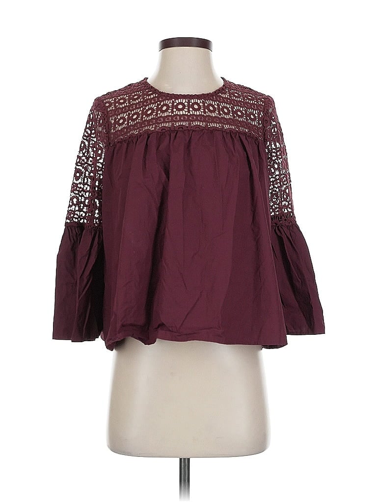Pre-owned Endless Rose 3/4 Sleeve Blouse In Burgundy