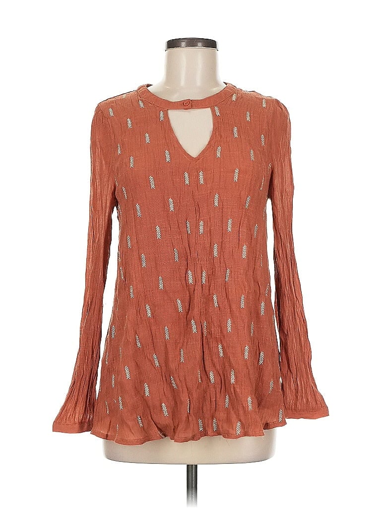 Pre-owned Entro Long Sleeve Blouse In Orange