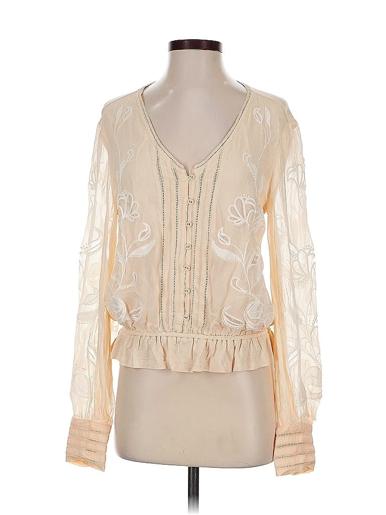 Pre-owned By Anthropologie Long Sleeve Blouse In White