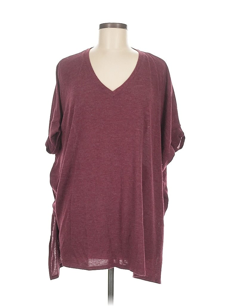 Pre-owned Chico's 3/4 Sleeve T-shirt In Burgundy