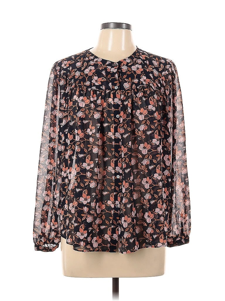 Pre-owned Ann Taylor Loft Long Sleeve Blouse In Black