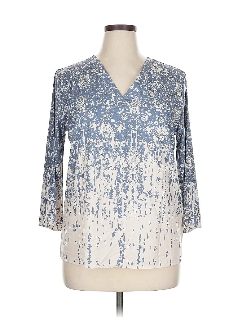 Pre-owned Unbranded 3/4 Sleeve Blouse In Blue