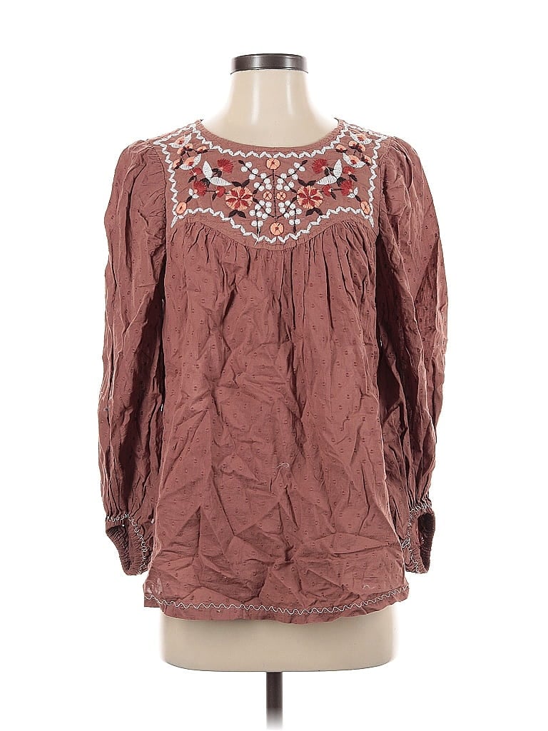 MAX STUDIO Pre-owned Long Sleeve Blouse In Brown