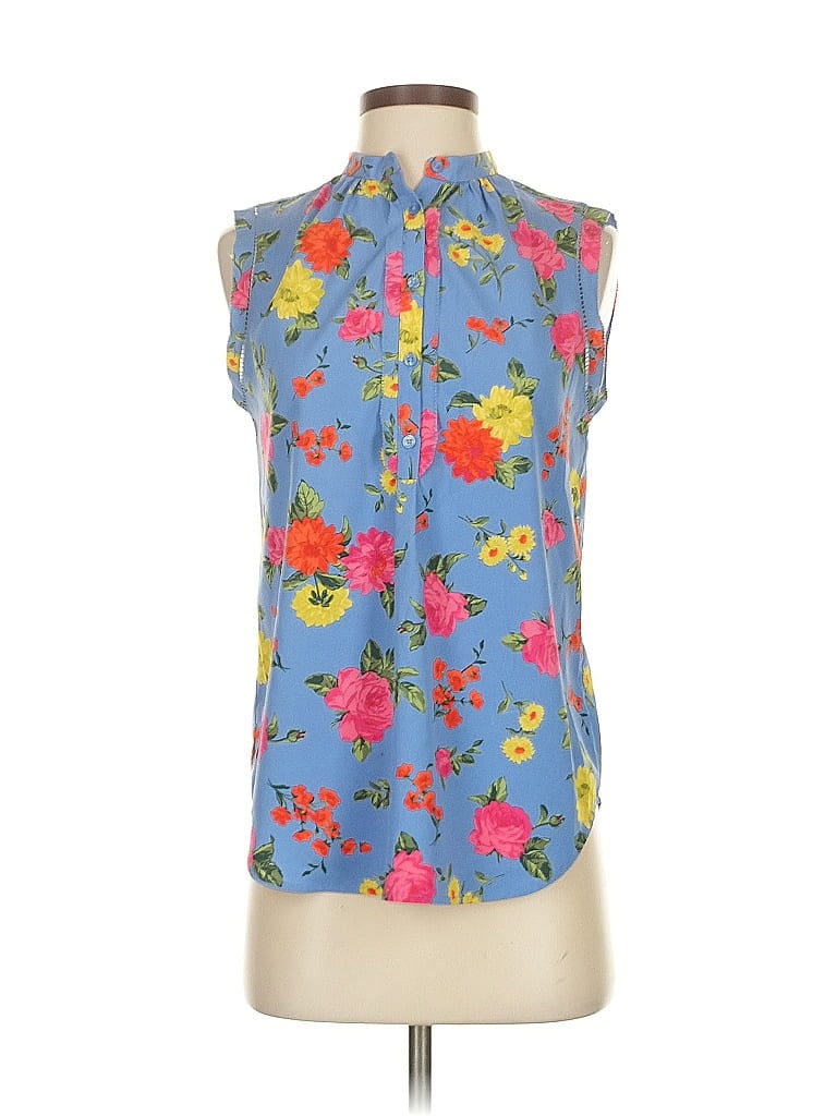 Pre-owned Ann Taylor Sleeveless Blouse In Blue