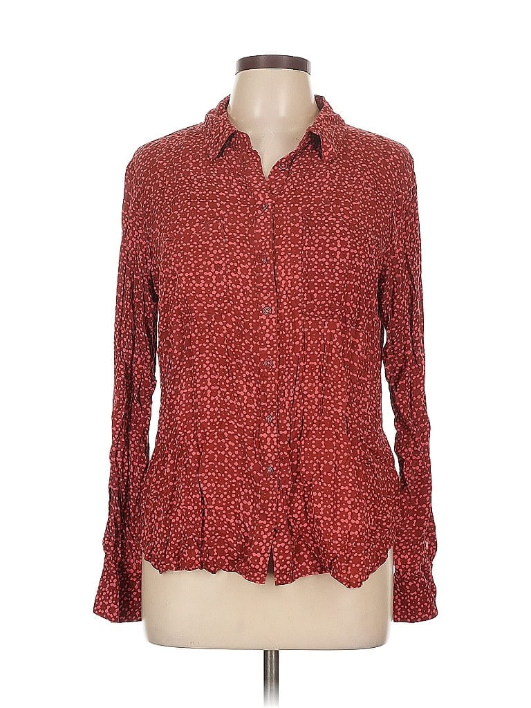 Pre-owned Holding Horses Long Sleeve Blouse In Burgundy