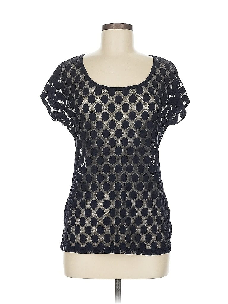 Pre-owned Liz Claiborne Short Sleeve Top Black Square Neckline Tops