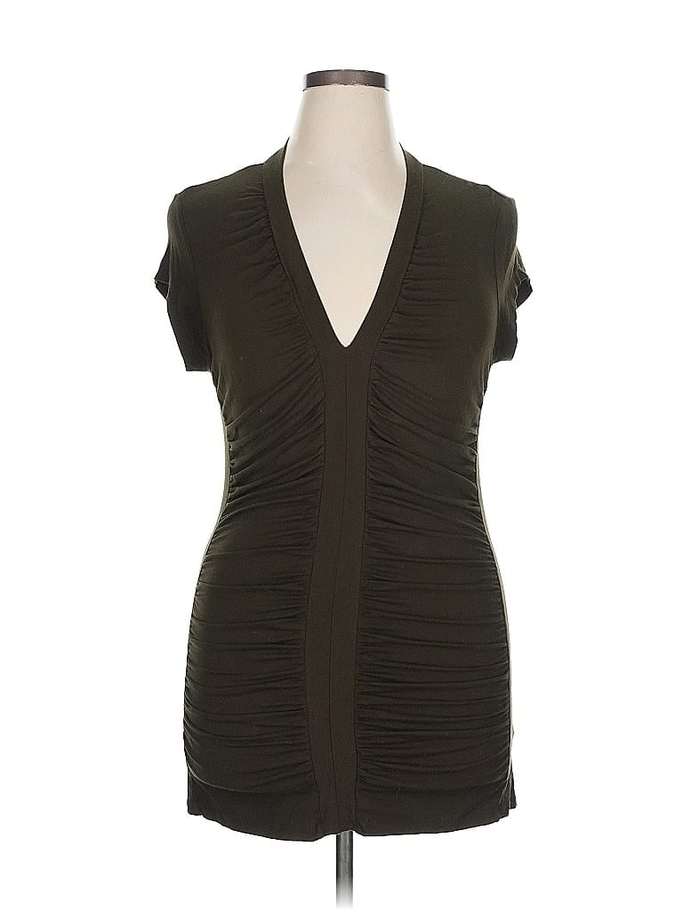 Click to view more detailed imagery on our partner's website Pre-owned Kenneth Cole New York Short Sleeve Top Brown Plunge Neckline Tops