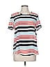 Pleione 100% Polyester Stripes Blue Short Sleeve Top Size M - photo 1