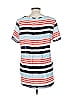 Pleione 100% Polyester Stripes Blue Short Sleeve Top Size M - photo 2