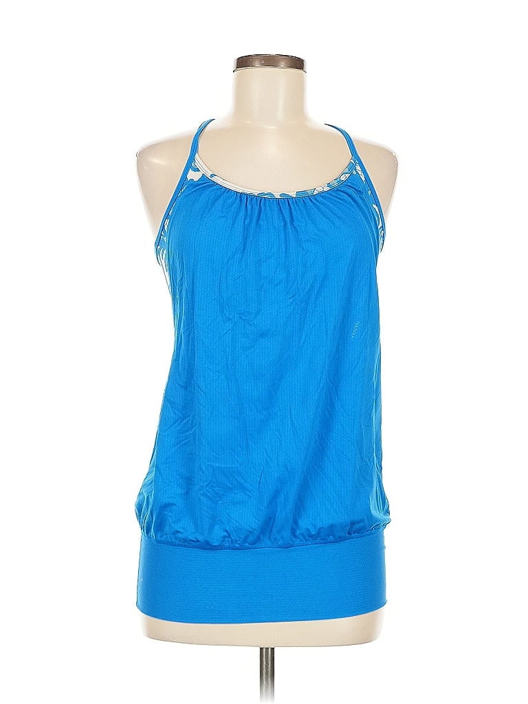 Pre-owned Lululemon Athletica Tank Top Blue Halter Neckline Tops