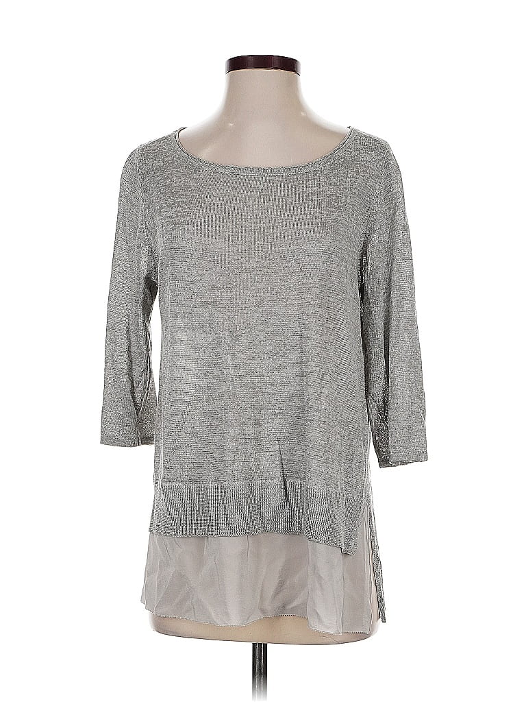 Pre-owned Eileen Fisher 3/4 Sleeve T-shirt In Gray