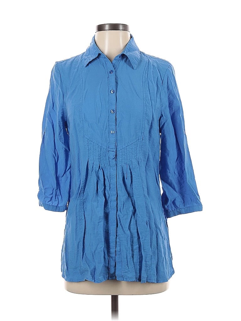 Pre-owned White Stag 3/4 Sleeve Button Down Shirt In Blue