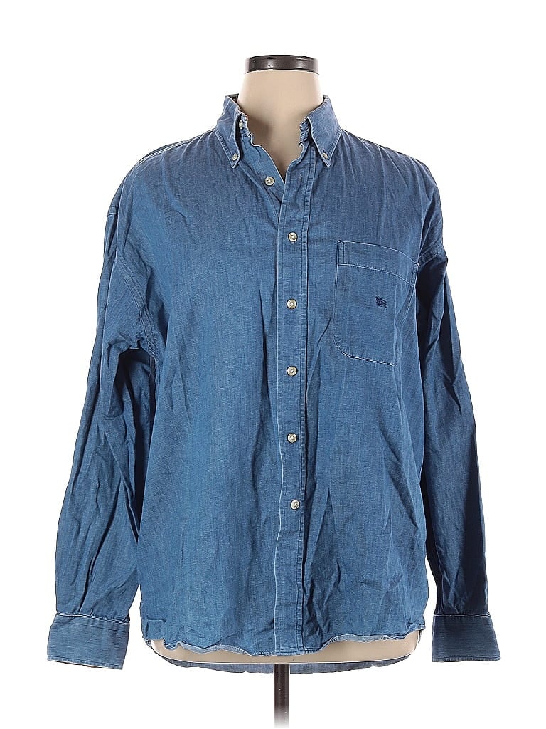 Pre-owned Burberry Long Sleeve Button Down Shirt In Blue