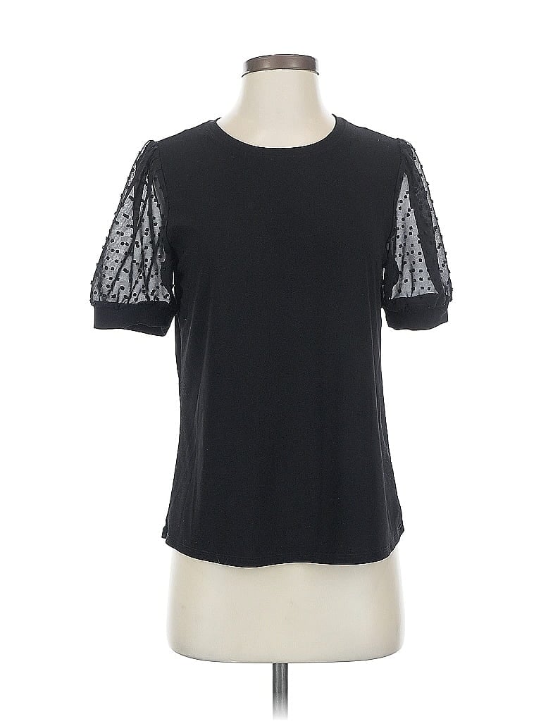 Click to view more detailed imagery on our partner's website Pre-owned Cece Short Sleeve Top Black Crew Neck Tops