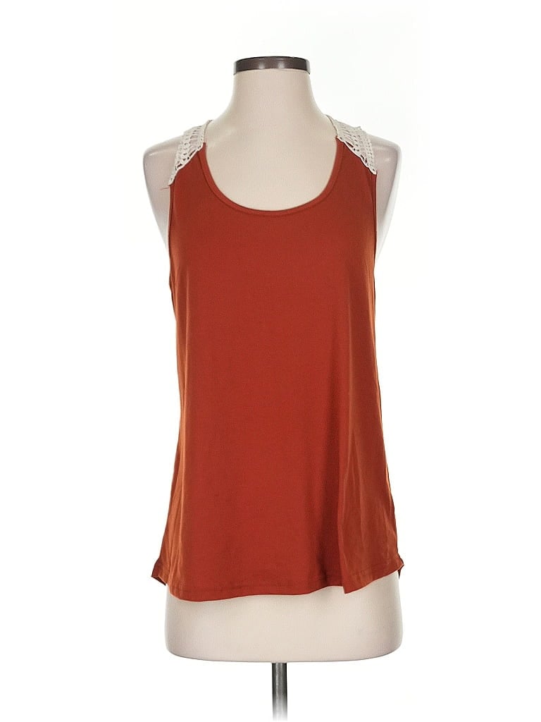 Pre-owned Emery Rose Sleeveless Top Orange Halter Neckline Tops
