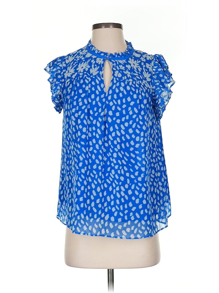 Pre-owned Cupcakes And Cashmere Short Sleeve Blouse In Blue