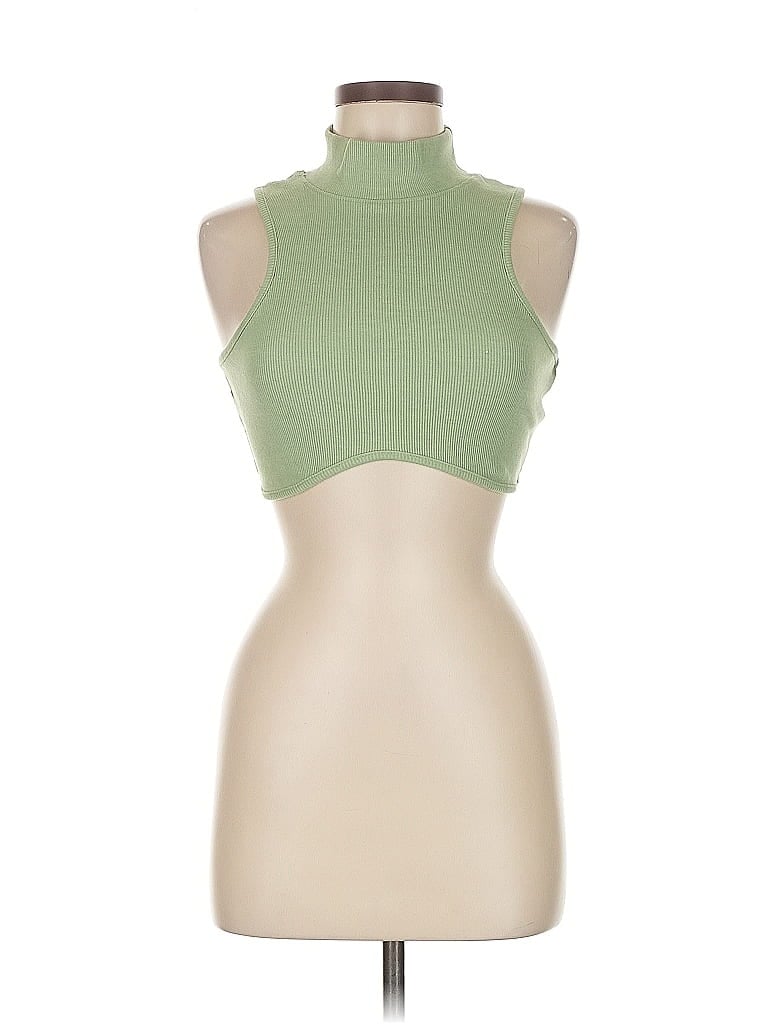MISSGUIDED Pre-owned Tank Top Green Halter Neckline Tops
