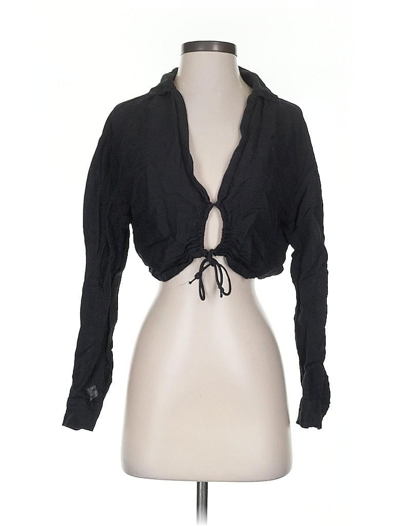 Pre-owned Pilcro Long Sleeve Blouse In Black
