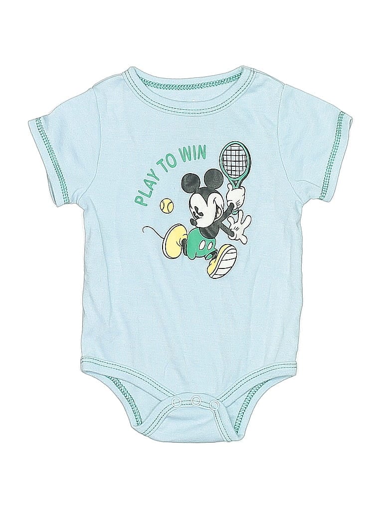 Pre-owned Disney Baby Babies' Short Sleeve Onesie In Blue