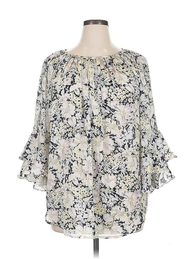 Pre-owned Chaps 3/4 Sleeve Blouse In White