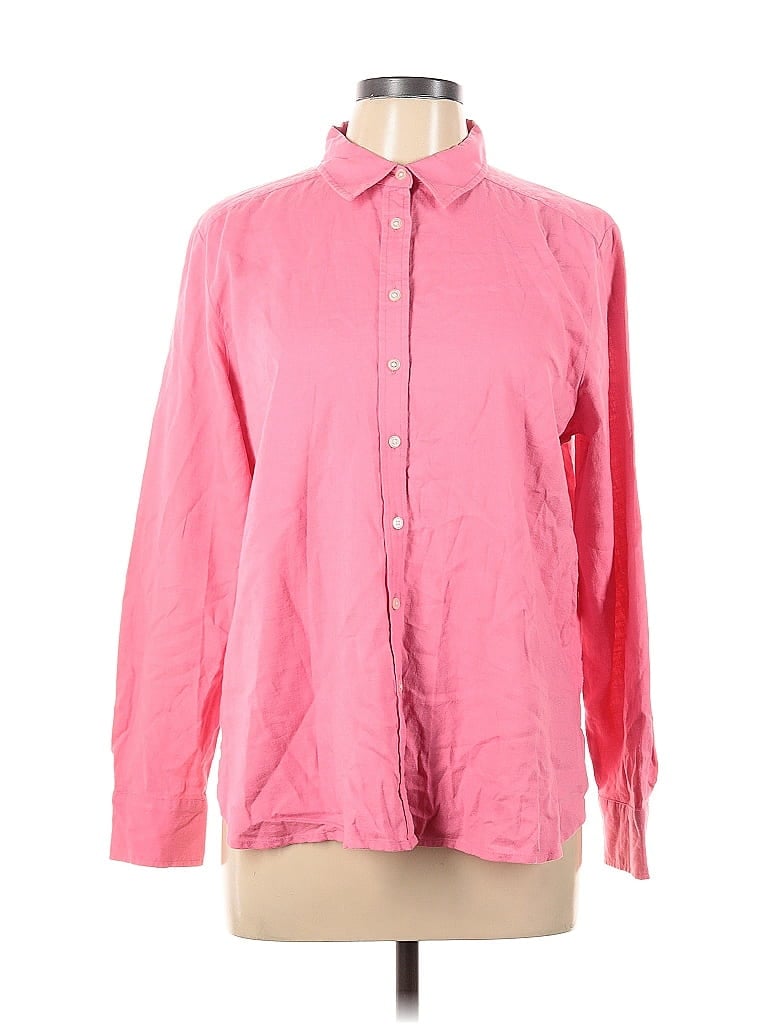 Pre-owned Ann Taylor Loft Long Sleeve Button Down Shirt In Pink